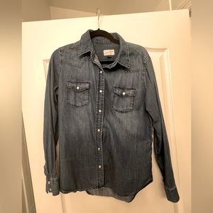 Jean Shirt with Pearl Snap Bottoms Small